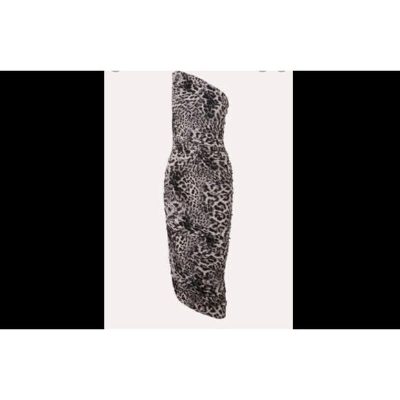 Norma Kamali Dresses & Skirts - Norma Kamali Diana Grey Black One Shoulder Slinky Midi Dress Large